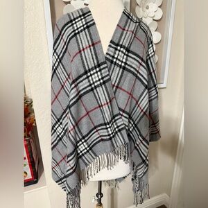 Plaid Fringe Shawl